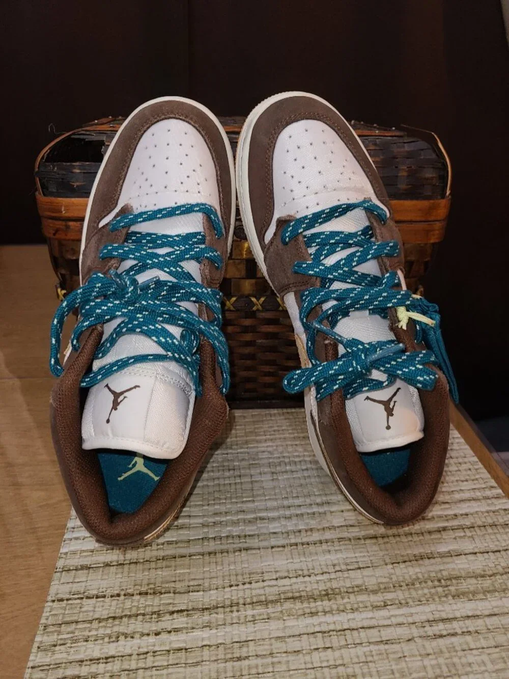 Nike Air Jordan 1 SE Low Top Cacao Wow Brown White Teal FB2216-200 Sneakers